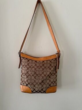 COACH Signature Monogram Hobo Shoulder Bag